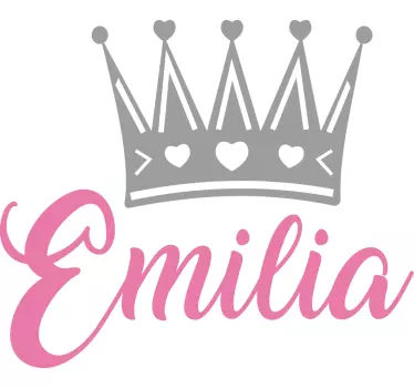 Personalisierte Sticker Silberne krone mit rosa Namen - TenStickers