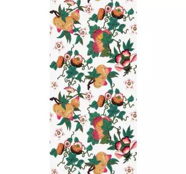Folie kühlschrank mit floralem früchte-muster - TenStickers