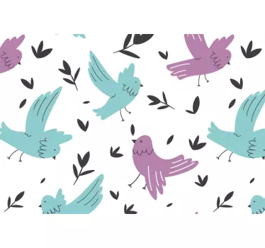 Laptop Aufkleber Vogel- und Blättermuster - TenStickers