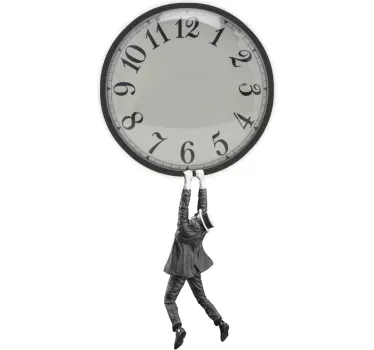 Wandtattoo Uhr grauer hängender mann - TenStickers