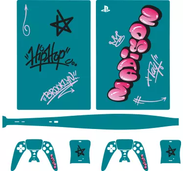 PS5 Skin Pinke coole schriftzüge - TenStickers