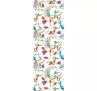 Folie Tür florales pfauenmotiv - TenStickers