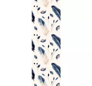 Folie Tür elegante blattmuster - TenStickers