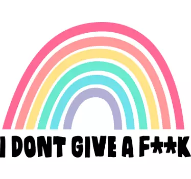 Aufkleber Text Ich gebe kein af**k mit regenbogen - TenStickers