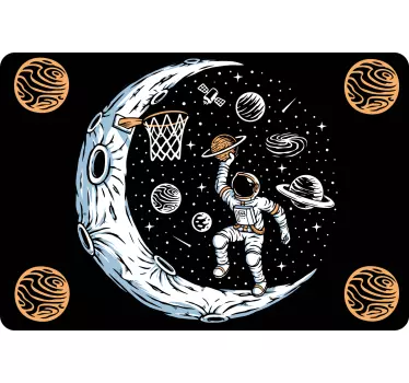 Laptop Aufkleber weltraumforscher beim körbewerfen - TenStickers