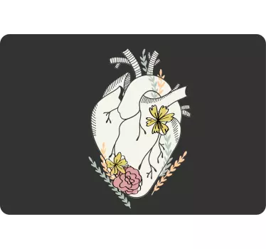 Laptop Aufkleber herz mit blumen - TenStickers
