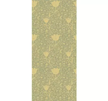 Kühlschrank Sticker Goldenes und grünes dezentes blumenmuster - TenStickers