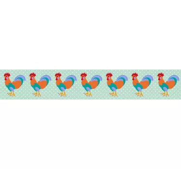 Tapetenbordüre Bunter realistischer hahn - TenStickers