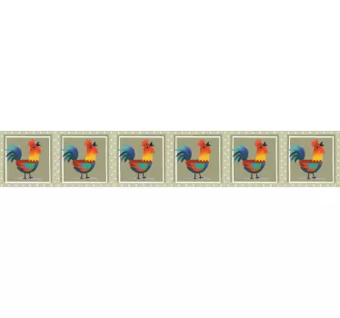 Bordüre selbstklebend bunte hähne - TenStickers
