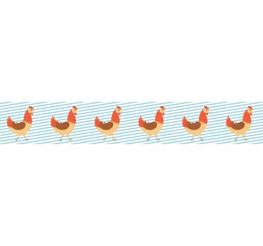 Bordüre selbstklebend hühner auf streifen - TenStickers