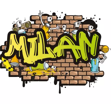 Wandtattoo Jugendzimmer Backsteinmauer Graffiti mit Namen - TenStickers