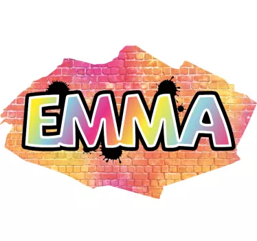Personalisierte Sticker Bunte graffiti bemalte wand mit Namen - TenStickers
