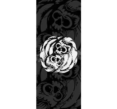 Folie tür mit totenkopf und rosen design - TenStickers