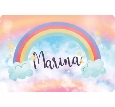 Laptop aufkleber bunte regenbogenwolken - TenStickers