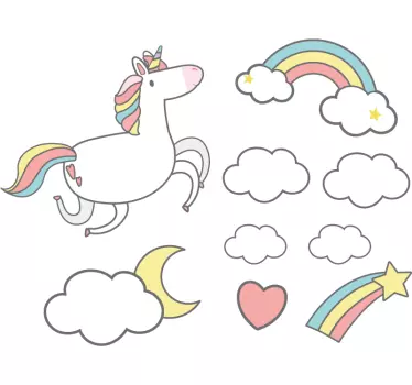 Wandtattoo baby mit verspieltem einhorn-motiv - TenStickers