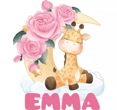 Wandtattoo Kinderzimmer giraffe mit blumen - TenStickers
