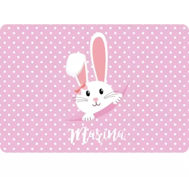 Laptop aufkleber weißer hase mit namen - TenStickers