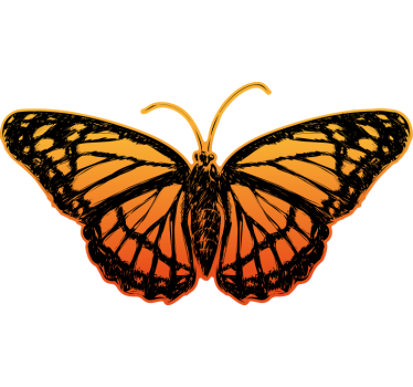 Aufkleber Mülltonne orange schmetterling jahrgang - TenStickers