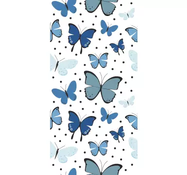 Folie Tür blaues schmetterlingsmuster - TenStickers
