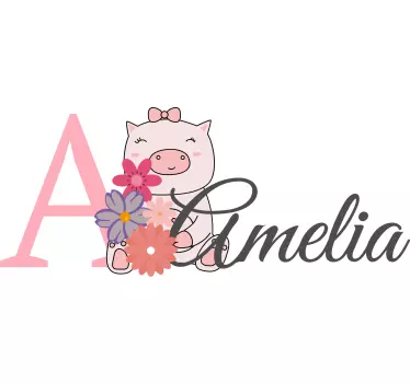 Wandtattoo baby schweinchen mit namen - TenStickers