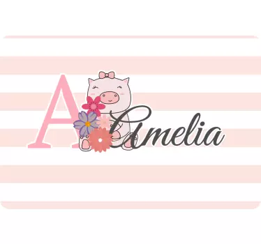 Laptop aufkleber baby mädchen schwein mit namen - TenStickers