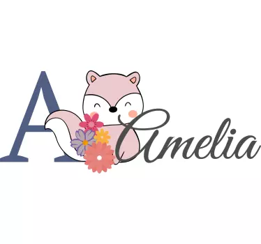 Wandtattoo kinderzimmer fuchs mit namen - TenStickers
