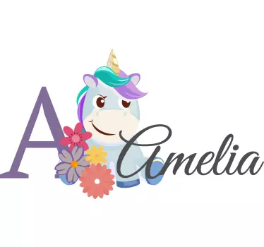 Wandtattoo baby einhorn mit namen - TenStickers