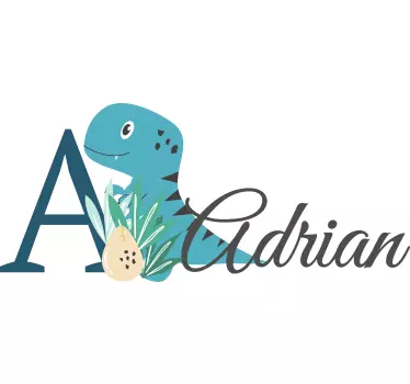 Wandtattoo baby blauer dinosaurier mit namen - TenStickers