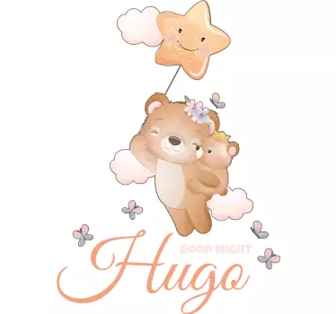 Wandtattoo baby hängender bär mit namen - TenStickers