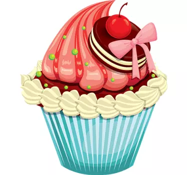 Cupcake mit Keks und Kirsche Aufkleber - TenStickers