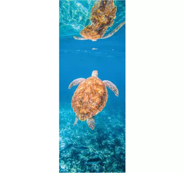 Wandtattoo Badezimmer Dusche Schildkröte unter Wasser - TenStickers