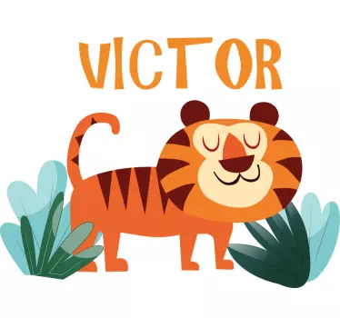 Wandstickers Kinderzimmer Süßer tiger für jungen mit Namen - TenStickers