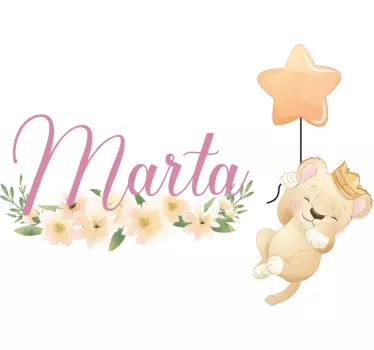 Wandtattoo baby mit personalisiertem löwenballon - TenStickers
