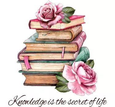 Wandtattoo zitat bücher und rosen - TenStickers