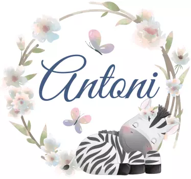 Wandtattoo kinderzimmer zebra blumendesign - TenStickers