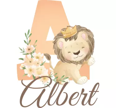 Wandtattoo kinderzimmer floraler löwe mit namen - TenStickers