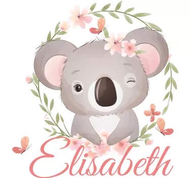 Wandtattoo Kinderzimmer süßer Koala mit Namen - TenStickers