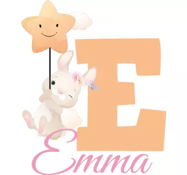 Wandtattoo kinderzimmer hase mit initiale und namen - TenStickers