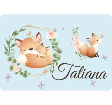 Notebook Aufkleber Süßer tiere fuchs mit Namen - TenStickers
