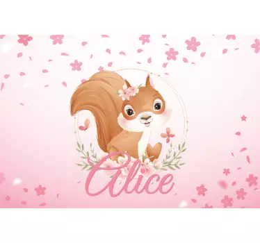 Laptop aufkleber florales eichhörnchen mit namen - TenStickers
