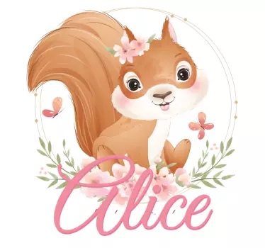 Wandtattoo kinderzimmer eichhörnchen mit namen - TenStickers