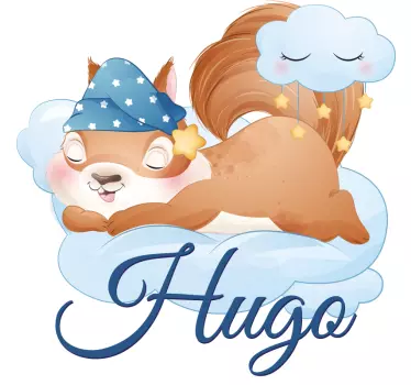 Wandtattoo kinderzimmer schlafendes eichhörnchen mit name - TenStickers