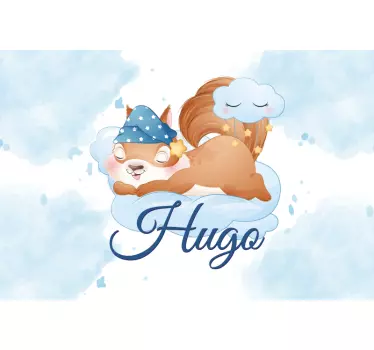 Wandtattoo Bett schlafendes eichhörnchen-design - TenStickers
