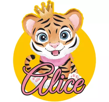 Wandstickers Kinderzimmer Süßer tiger für mädchen mit Namen - TenStickers