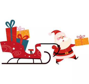 Wandtattoo Weihnachten Cartoon-schlitten mit geschenken santa - TenStickers