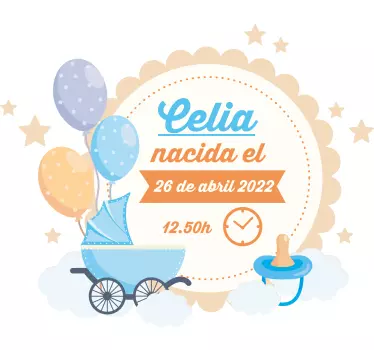 Wandtattoo kinderzimmer mit geburtsdetails - TenStickers