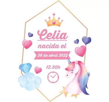 Wandtattoo kinderzimmer krönchen prinzessin geburt daten - TenStickers