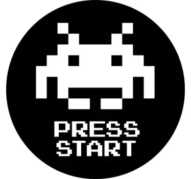 Space Invaders Press Start Aufkleber - TenStickers