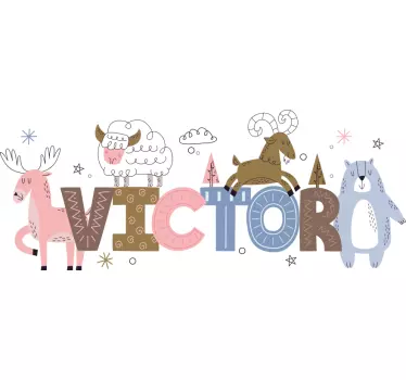 Wandtattoo Kinderzimmer tiere mit namen - TenStickers
