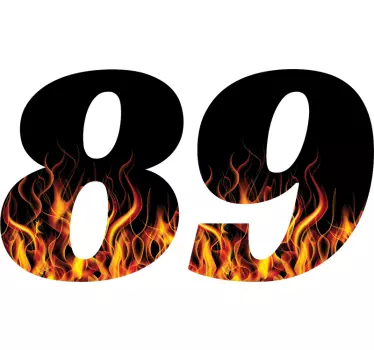 Personalisierte Zahlen mit Feuer Motorrad Aufkleber - TenStickers